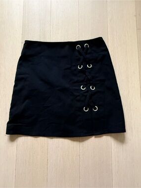 by the way. - Black Lace-Up Mini Skirt